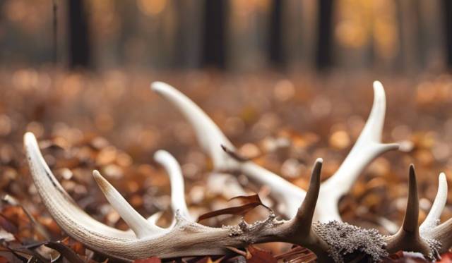 deer antler shed lying on the ground in the fall
